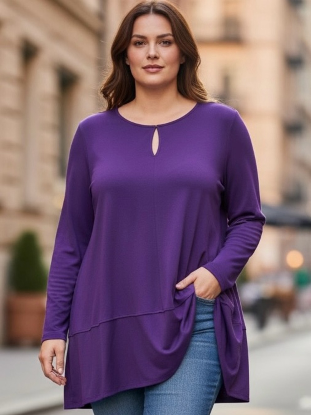 Lauren Ralph Lauren 3/4 Sleeve Keyhole Tunic Top Plus Size 3X